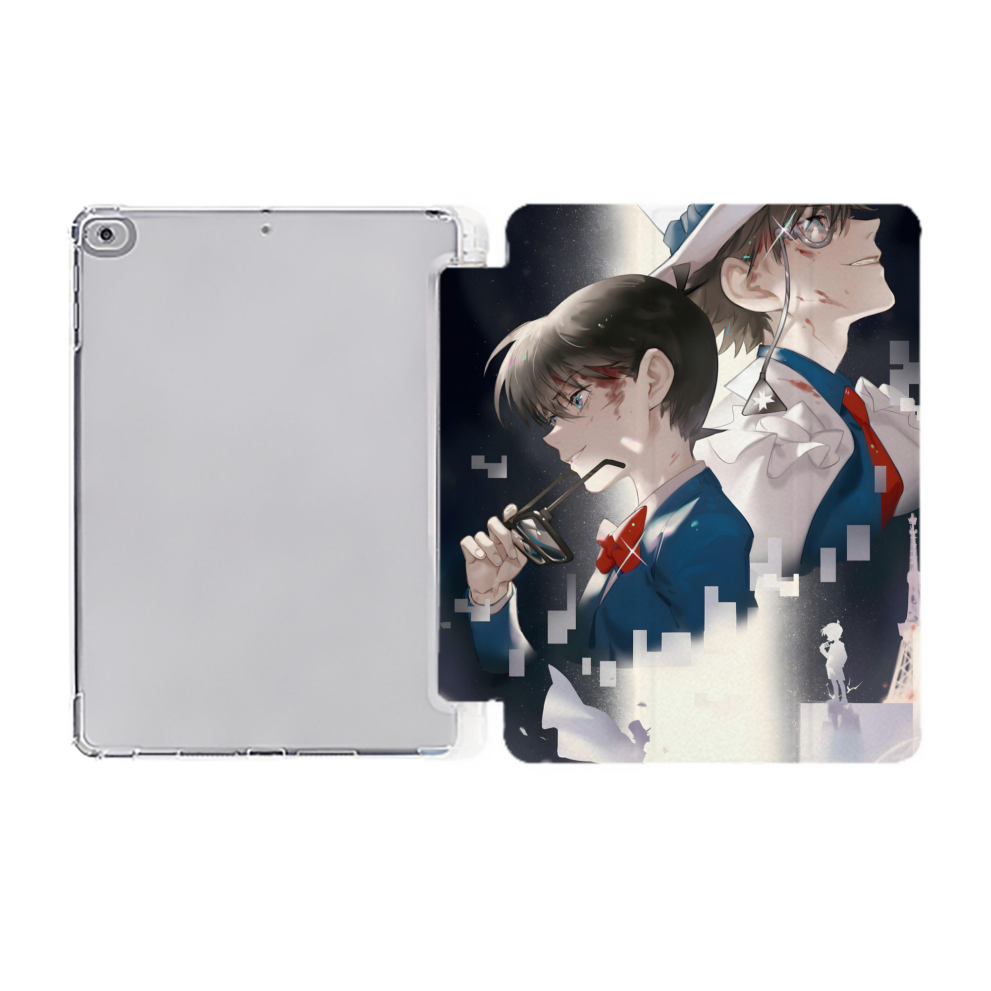 （画像用） 名探偵コナン Detective Conan IPad ケース ペン収納付き 三つ折りスタンド PUレザー×シリコン 対応機種9.5/10.5/10.9インチ